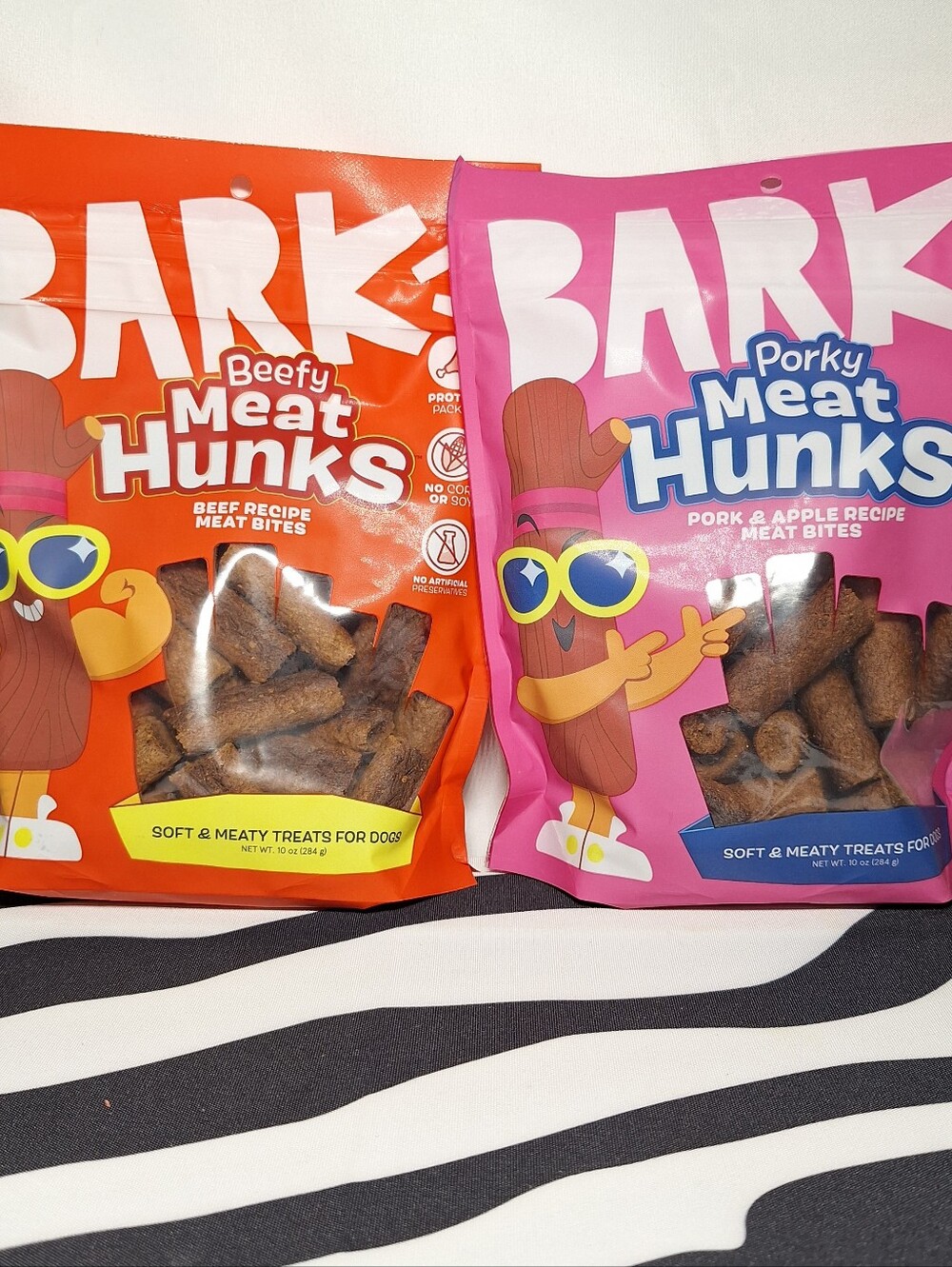 NWT Bark Beefy & Porky Meat Hunks Treats - 2 pack